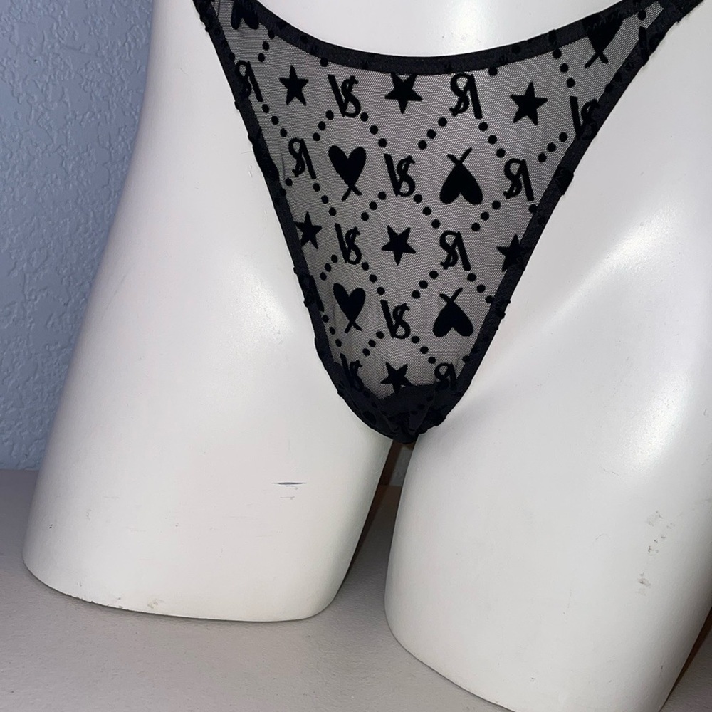 New with Tags Victoria’s Secret Panties VS Signature Print Panty Black Brazilian - Picture 9 of 11